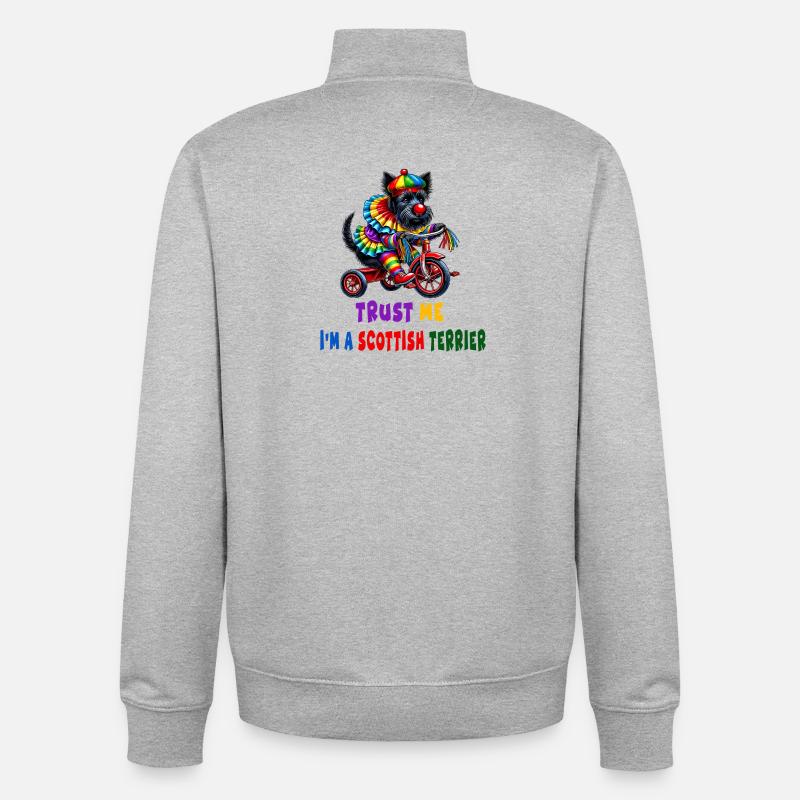 Clown Terrier auf Dreirad - Unisex Organic Zip Sweatshirt von Stanley/Stella - Grau meliert