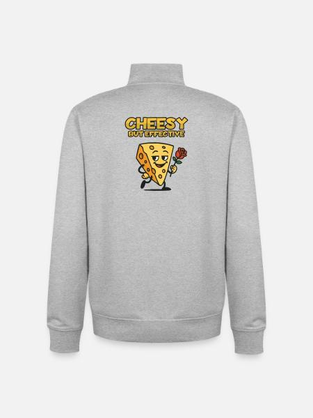Cheesy Rose Charm Cartoon - Unisex Organic Zip Sweatshirt by Stanley/Stella - heather grey