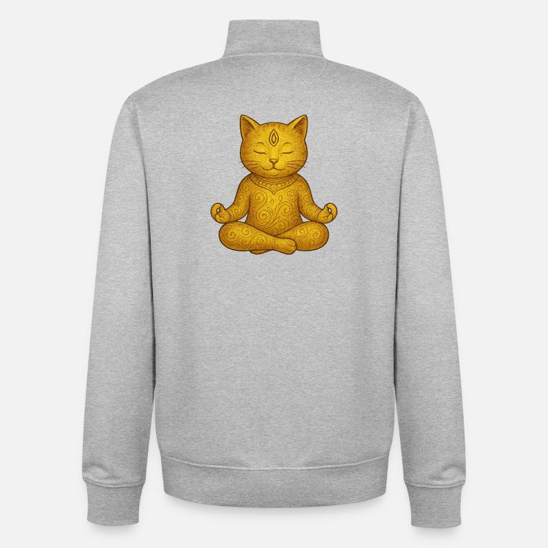 Yoga Katze - Unisex Organic Zip Sweatshirt von Stanley/Stella - Grau meliert