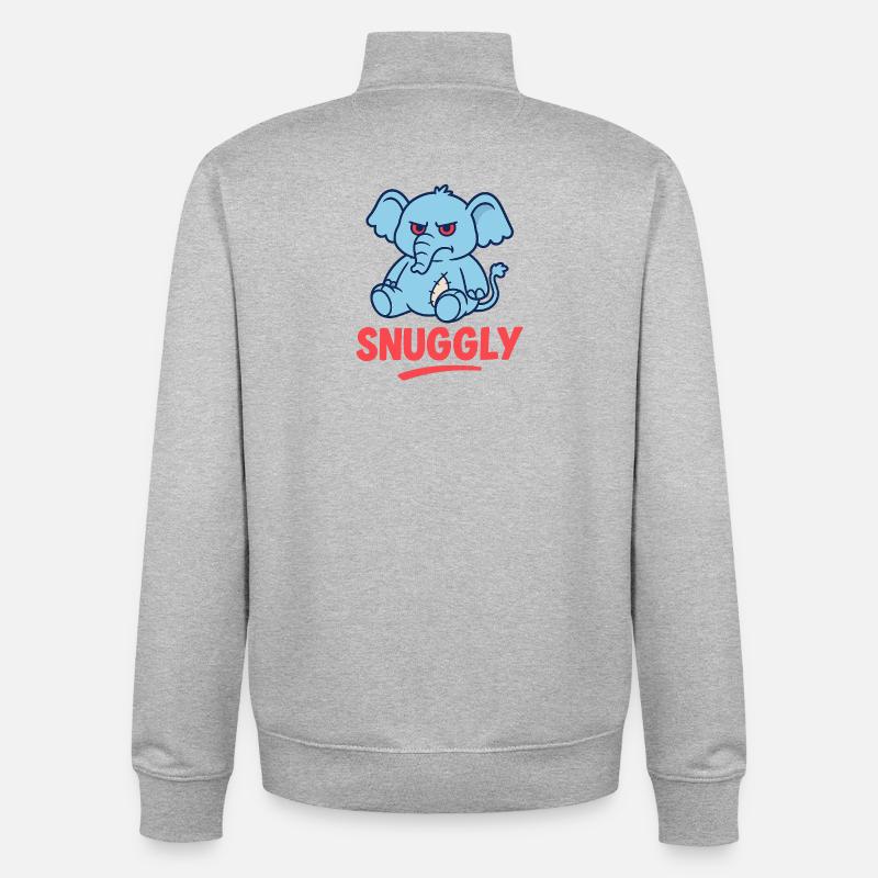 Grumpy Elephant - Unisex Organic Zip Sweatshirt by Stanley/Stella - heather grey
