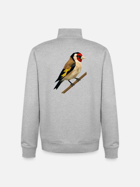 Polygonal Goldfinch – Geometric Elegance - Unisex Organic Zip Sweatshirt by Stanley/Stella - heather grey