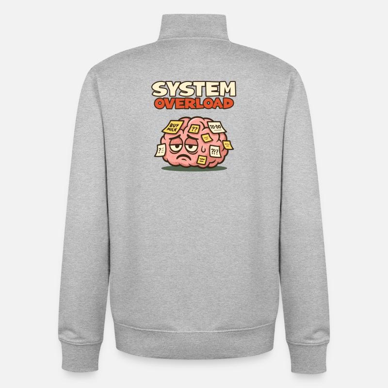 System Overload Brain - Unisex Organic Zip Sweatshirt by Stanley/Stella - heather grey