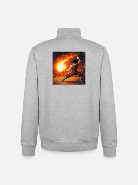 Fireball fighter in the volcano - Unisex Organic Zip Sweatshirt by Stanley/Stella - heather grey