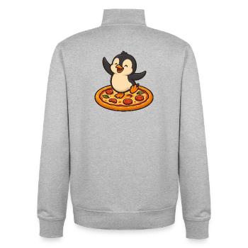 Dancing Penguin Pizza Pizza Lover Fun - Unisex Organic Zip Sweatshirt by Stanley/Stella - heather grey - Back - AI Model Male 185 light (185cm)