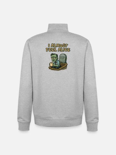 I Almost Feel Alive Zombie - Unisex Organic Zip Sweatshirt by Stanley/Stella - heather grey