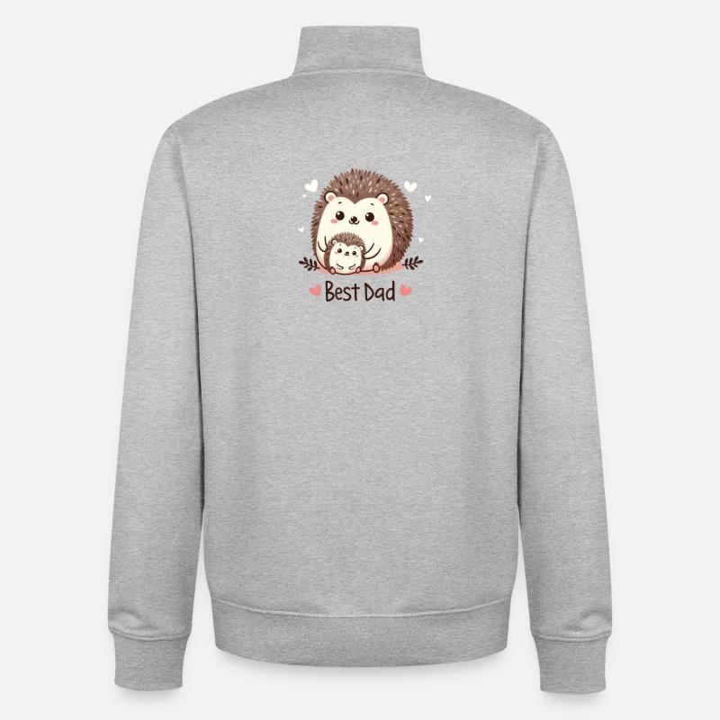 Bester Papa Igel - Unisex Organic Zip Sweatshirt von Stanley/Stella - Grau meliert