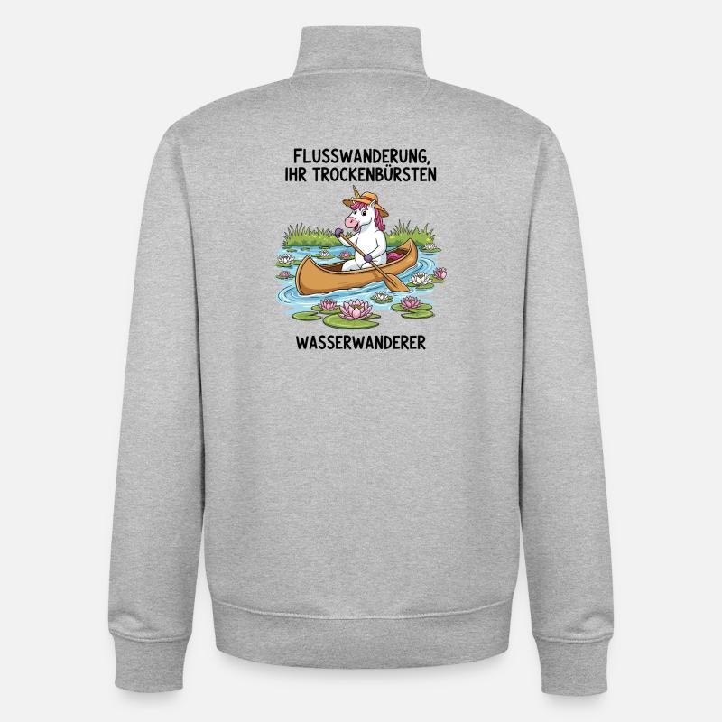Einhorn Kanufahrt - Unisex Organic Zip Sweatshirt von Stanley/Stella - Grau meliert