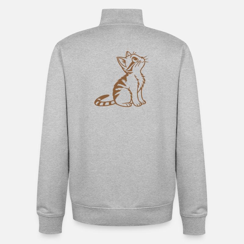 Chaton doux - Sweat zippé unisexe en coton bio Stanley/Stella - gris chiné