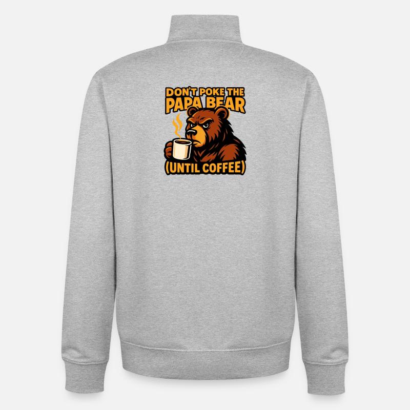 Papa Bear café humour matinal - Sweat zippé unisexe en coton bio Stanley/Stella - gris chiné