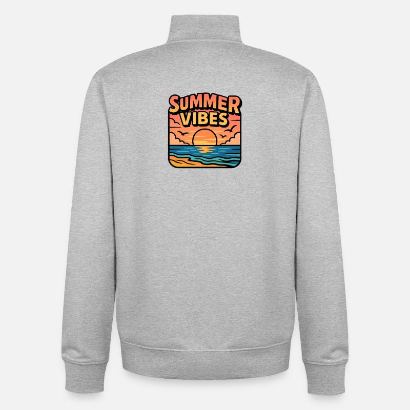 Summer Vibes coucher de soleil - Sweat zippé unisexe en coton bio Stanley/Stella - gris chiné