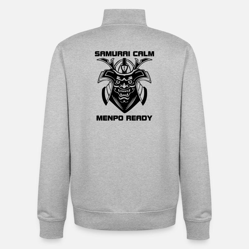 Samurai Calm – Menpo Ready - Sweat zippé unisexe en coton bio Stanley/Stella - gris chiné