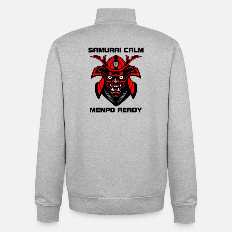 Calm as a Samurai – Menpo Ready - Unisex Organic Zip Sweatshirt by Stanley/Stella - heather grey