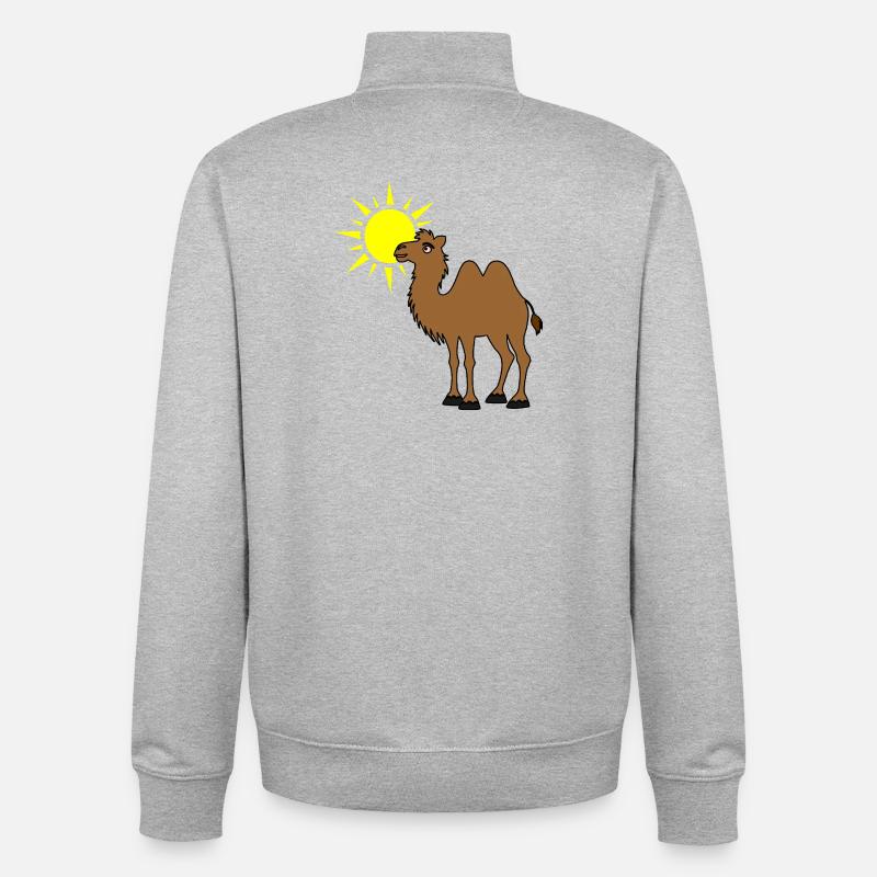 Kamel mit Sonne in der Wüste - Unisex Organic Zip Sweatshirt von Stanley/Stella - Grau meliert
