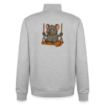 Mürrische Maus Ratte Schaukeln Genervt Angry - Unisex Organic Zip Sweatshirt von Stanley/Stella - Grau meliert - Hinten - AI Model Male 185 light (185cm)