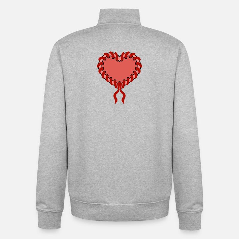 Genähtes Herz - Unisex Organic Zip Sweatshirt von Stanley/Stella - Grau meliert