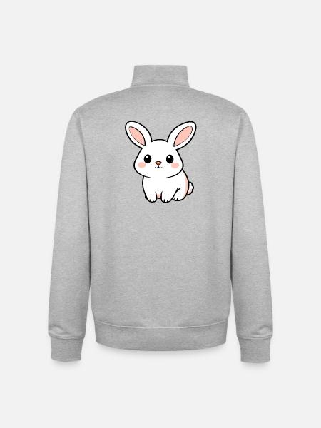 Lapin blanc - Sweat zippé unisexe en coton bio Stanley/Stella - gris chiné
