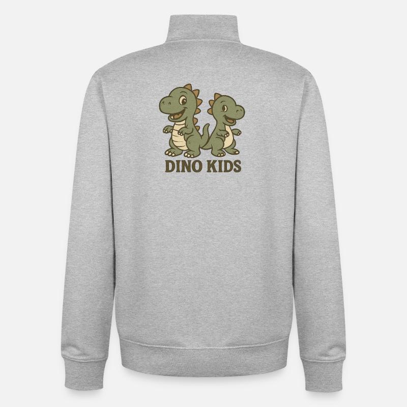 Conception mignonne pour enfants Dino - Sweat zippé unisexe en coton bio Stanley/Stella - gris chiné