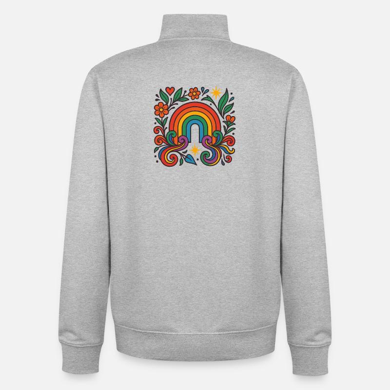 Rainbow Bloom - Liebe blüht bunt - Unisex Organic Zip Sweatshirt von Stanley/Stella - Grau meliert
