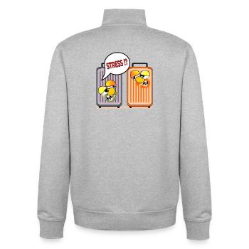 HOLIDAY STRESS HOLIDAY SUITCASE - Unisex Organic Zip Sweatshirt by Stanley/Stella - heather grey - Back - AI Model Male 185 light (185cm)