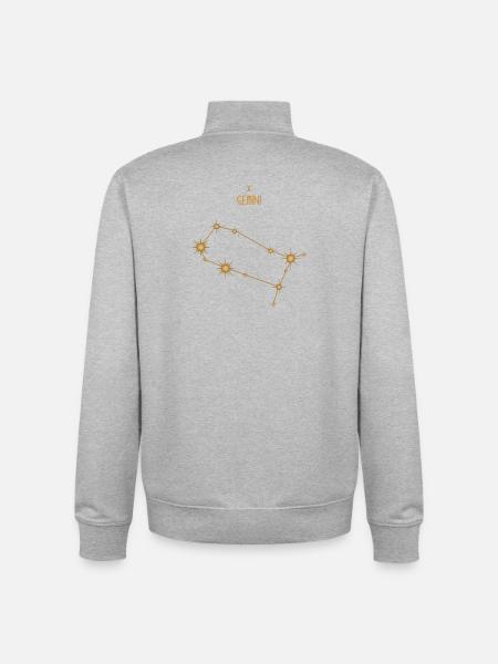 Gemini Zodiac Sign Star Constellation Golden Tones - Unisex Organic Zip Sweatshirt by Stanley/Stella - heather grey