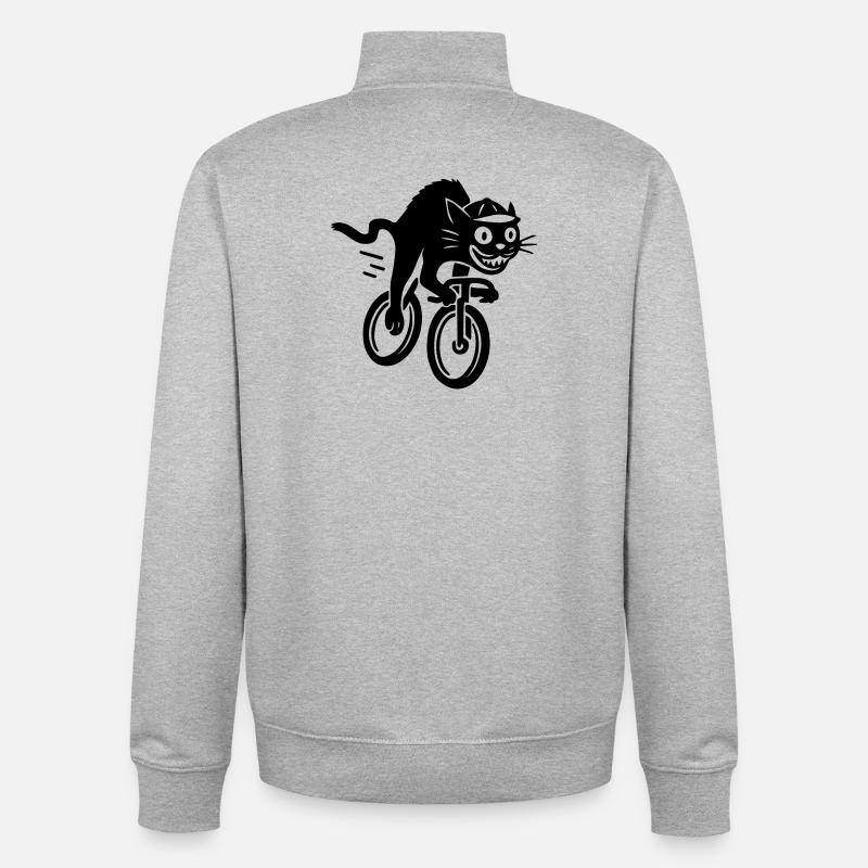 Schnelle Katze auf Rennrad - Unisex Organic Zip Sweatshirt von Stanley/Stella - Grau meliert