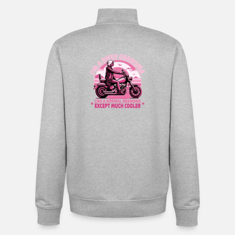 Conception audacieuse de grand-mère cavalière - Sweat zippé unisexe en coton bio Stanley/Stella - gris chiné
