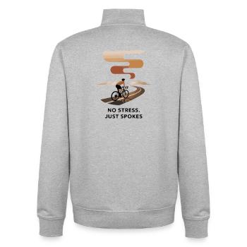No Stress Just Spokes Cycling Art - Unisex Organic Zip Sweatshirt by Stanley/Stella - heather grey - Back - AI Model Male 185 light (185cm)