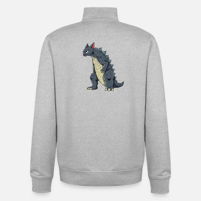 Chat comme lézard - Sweat zippé unisexe en coton bio Stanley/Stella - gris chiné