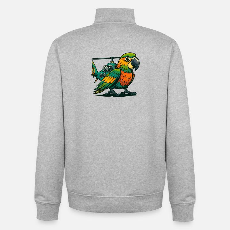 Heli-Parrot en utilisation - Sweat zippé unisexe en coton bio Stanley/Stella - gris chiné