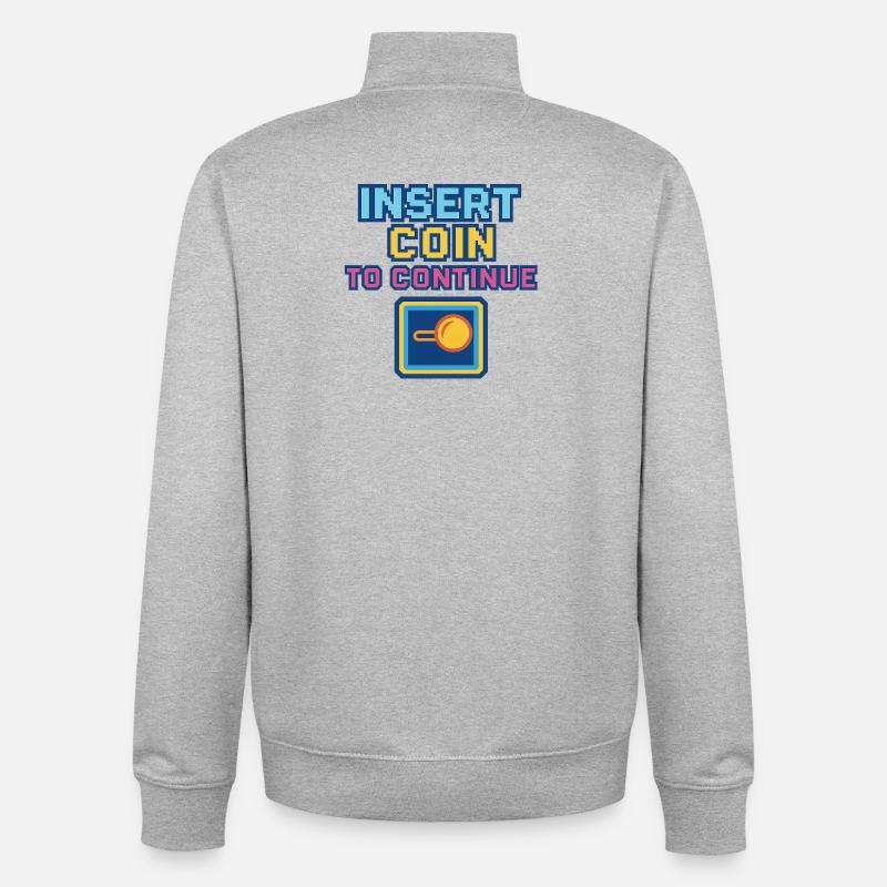 Retro Pixel Arcade Spieldesign - Unisex Organic Zip Sweatshirt von Stanley/Stella - Grau meliert