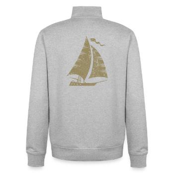Minimalist Sailboat Sailing Sailing Yacht Sea - Unisex Organic Zip Sweatshirt by Stanley/Stella - heather grey - Back - AI Model Male 185 light (185cm)