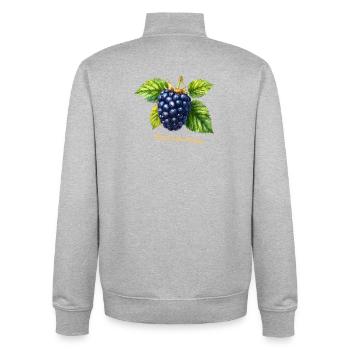Brombeere – Botanisches Aquarell im Vintage-Stil - Unisex Organic Zip Sweatshirt von Stanley/Stella - Grau meliert - Hinten - AI Model Male 185 light (185cm)