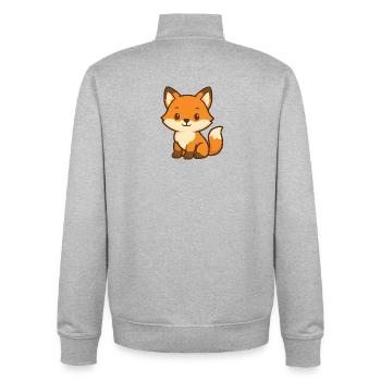 Cute fox bear children's design - Unisex Organic Zip Sweatshirt by Stanley/Stella - heather grey - Back - AI Model Male 185 light (185cm)
