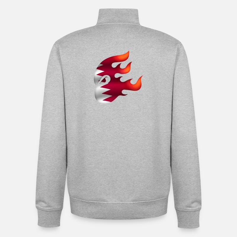 Drapeau du Qatar - Qatar - Ninja - Sweat zippé unisexe en coton bio Stanley/Stella - gris chiné