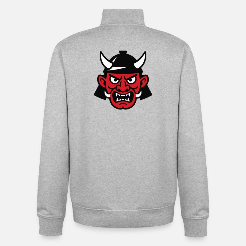 Samurai Devil - Unisex Organic Zip Sweatshirt by Stanley/Stella - heather grey