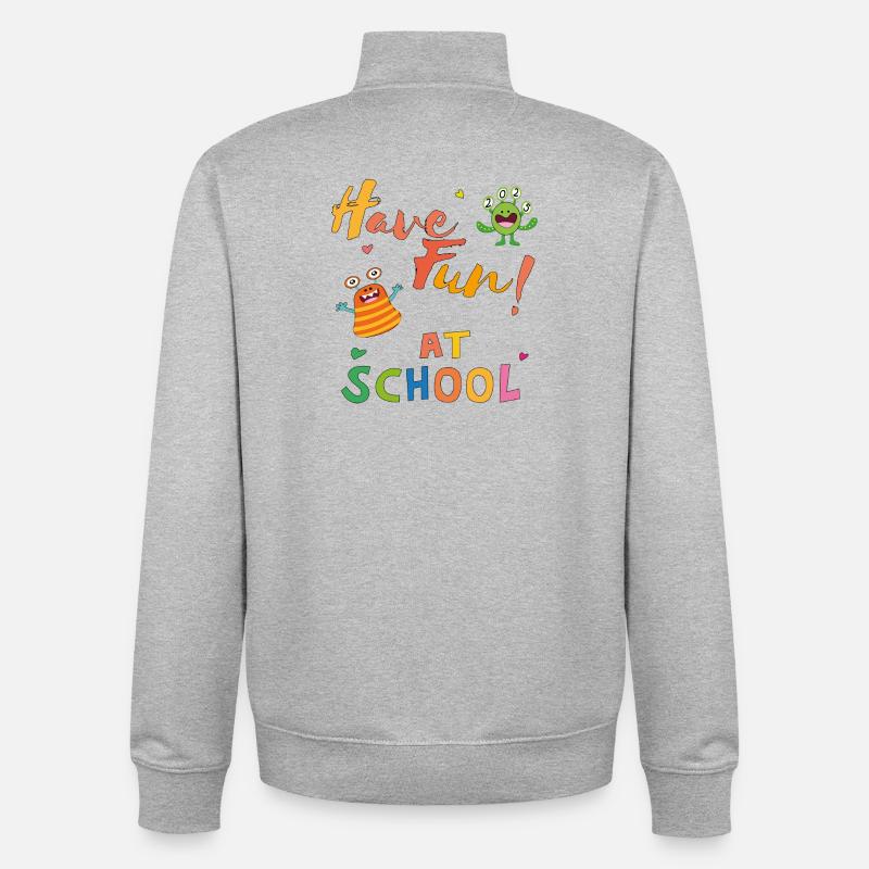 S’amuser à l’école - Sweat zippé unisexe en coton bio Stanley/Stella - gris chiné