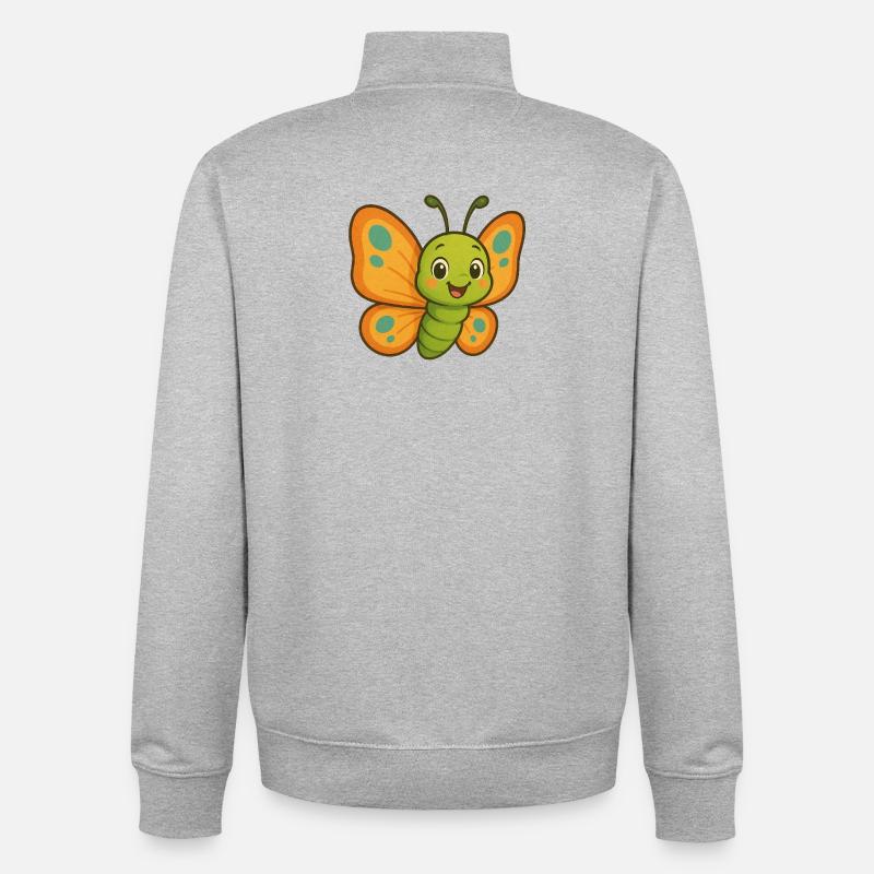 Conception de dessin animé papillon - Sweat zippé unisexe en coton bio Stanley/Stella - gris chiné