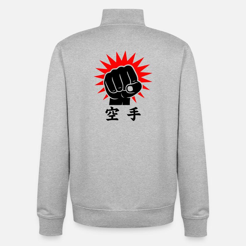 Karaté Faust / Poing - Sweat zippé unisexe en coton bio Stanley/Stella - gris chiné