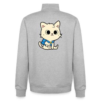 Cute School Cat Cartoon Design - Unisex Organic Zip Sweatshirt by Stanley/Stella - heather grey - Back - AI Model Male 185 light (185cm)