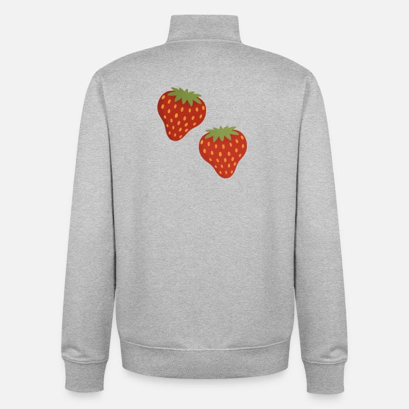 Lebendiges Erdbeermuster für Freizeitkleidung - Unisex Organic Zip Sweatshirt von Stanley/Stella - Grau meliert