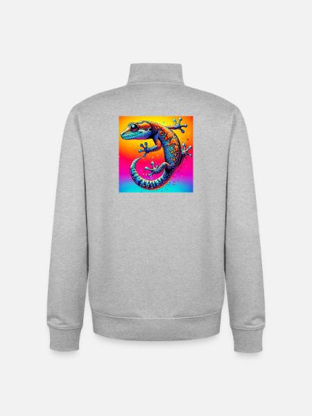 Gecko - Unisex Organic Zip Sweatshirt by Stanley/Stella - heather grey