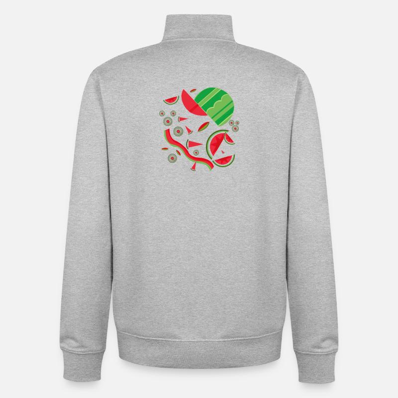 Design abstrait de pastèque - Sweat zippé unisexe en coton bio Stanley/Stella - gris chiné