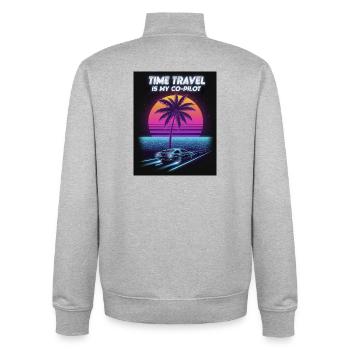 Retro Future Zeitreise Design - Unisex Organic Zip Sweatshirt von Stanley/Stella - Grau meliert - Hinten - AI Model Male 185 light (185cm)