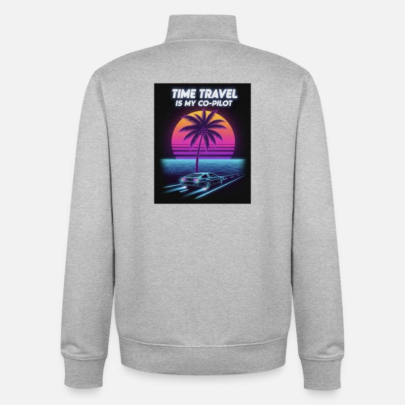 Retro Future Zeitreise Design - Unisex Organic Zip Sweatshirt von Stanley/Stella - Grau meliert