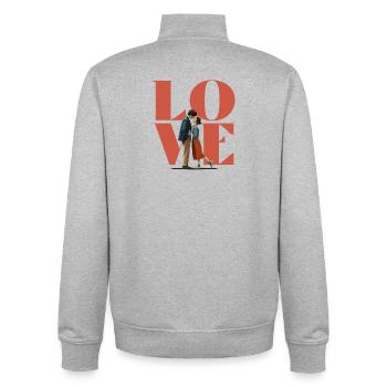 Love couple - Unisex Organic Zip Sweatshirt by Stanley/Stella - heather grey - Back - AI Model Male 185 light (185cm)