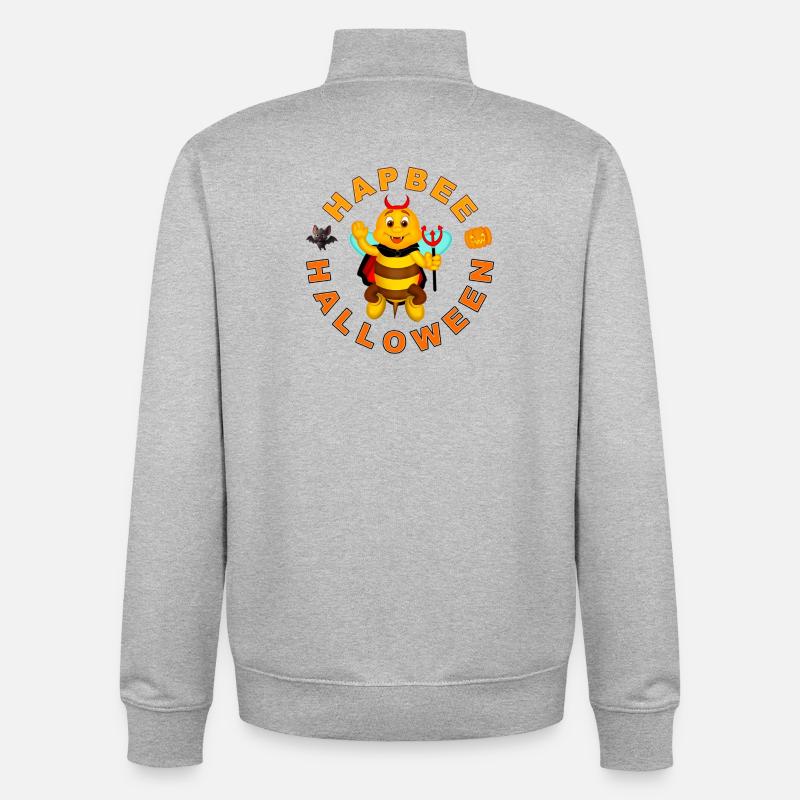 HAPBEE Halloween avec texte - Sweat zippé unisexe en coton bio Stanley/Stella - gris chiné