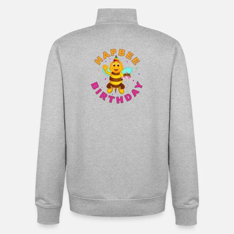 Joyeux anniversaire avec texte - Sweat zippé unisexe en coton bio Stanley/Stella - gris chiné