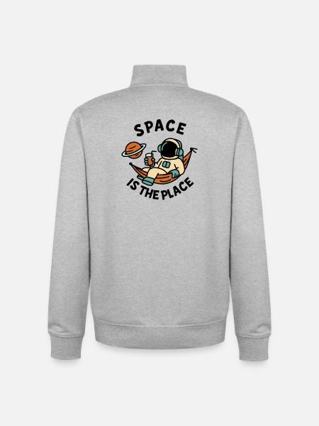 Space Explorer Astronaut Relaxing Design - Unisex Organic Zip Sweatshirt by Stanley/Stella - heather grey