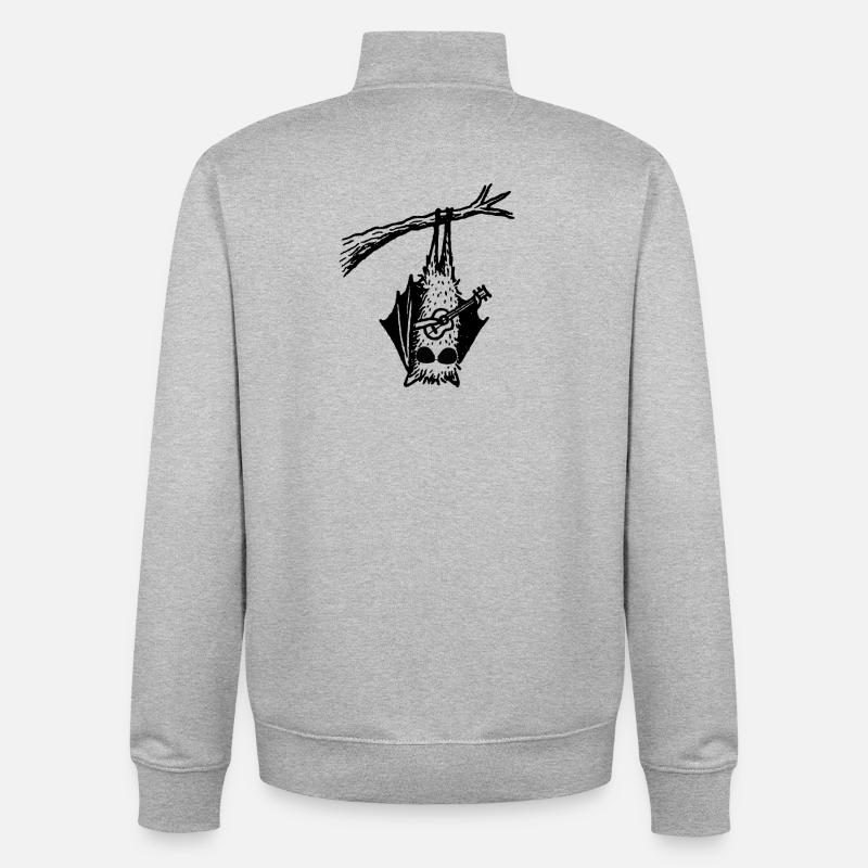 Fledermaus mit Ukulele - Unisex Organic Zip Sweatshirt von Stanley/Stella - Grau meliert