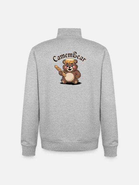 Bear with honey and baguette - Unisex Organic Zip Sweatshirt by Stanley/Stella - heather grey